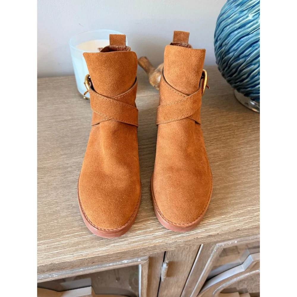 See By Chloé Lyna Suede Ankle‎ Boots Women Ginger 36.5 EU / 6 US